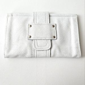 White Leather Sofia Clutch Snake Print Wallet by Tracey Tanner NIP!